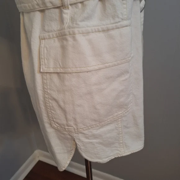 Zara white denim belted mini dress sz 13-14 NWT *G - Picture 5 of 8